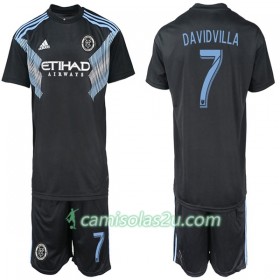 Camisolas de Futebol New York City DAVIDVILLA 7 Criança Equipamento Alternativa 2018/19 Manga Curta